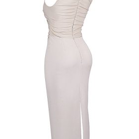 Laria Ecru Vegan Leather Maxi Dress - Image 3