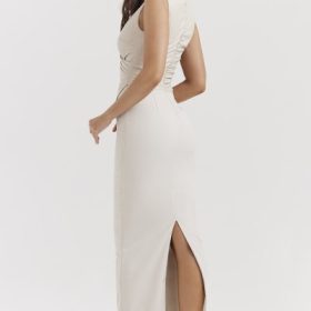 Laria Ecru Vegan Leather Maxi Dress - Image 11