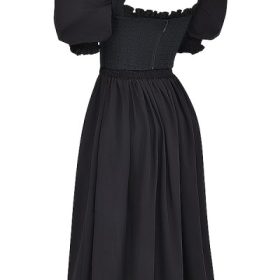 Silvana Black Puff Sleeve Midi Sundress - Image 3