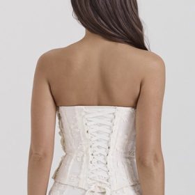 Dakota Vintage Ivory Embroidered Strapless Corset