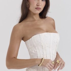 Dakota Vintage Ivory Embroidered Strapless Corset - Image 5
