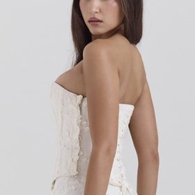 Dakota Vintage Ivory Embroidered Strapless Corset - Image 9