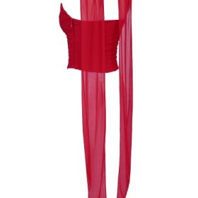 Hallie Holly Red Strapless Corset Top with Detachable Neck Scarf - Image 3