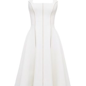 Loulou Ivory Halter Neck Midi Dress - Image 2