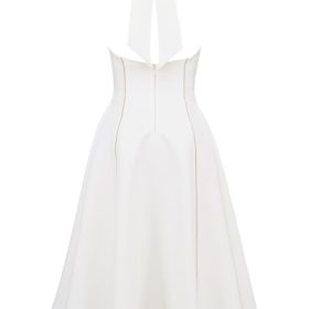 Loulou Ivory Halter Neck Midi Dress - Image 4