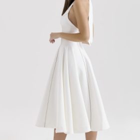 Loulou Ivory Halter Neck Midi Dress - Image 10