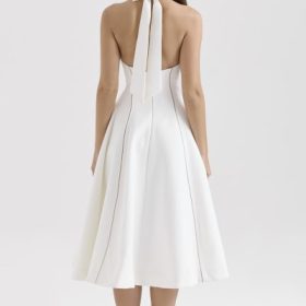 Loulou Ivory Halter Neck Midi Dress - Image 11