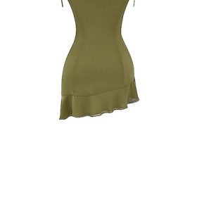 Marcia Olive Ruffle Mini Dress - Image 4
