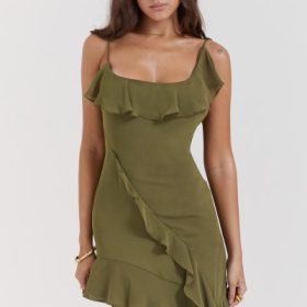 Marcia Olive Ruffle Mini Dress - Image 10