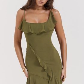 Marcia Olive Ruffle Mini Dress - Image 11