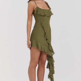 Marcia Olive Ruffle Mini Dress - Image 12