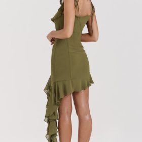Marcia Olive Ruffle Mini Dress - Image 13