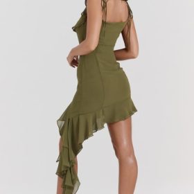 Marcia Olive Ruffle Mini Dress - Image 14