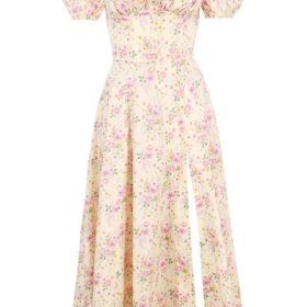 Tallulah Lemon Floral Puff Sleeve Midi Sundress