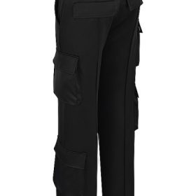 Daria Black Satin Straight Leg Cargo Trousers - Image 3