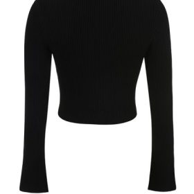 Sylvia Black Ribbed Knit Cardigan - Image 4
