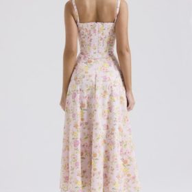 Clarabelle Pink Meadow Print Cotton Midi Sundress