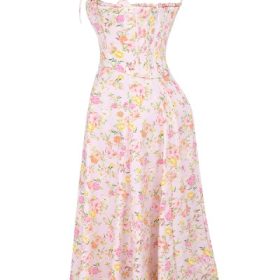 Clarabelle Pink Meadow Print Cotton Midi Sundress - Image 3