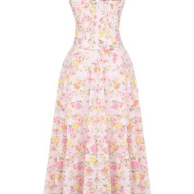 Clarabelle Pink Meadow Print Cotton Midi Sundress - Image 4