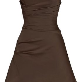 Jasmine Chocolate Draped Strapless Corset Dress - Image 2