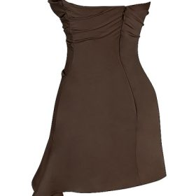 Jasmine Chocolate Draped Strapless Corset Dress - Image 3