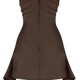 Jasmine Chocolate Draped Strapless Corset Dress - Image 4