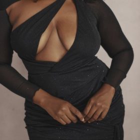 Santa Black Glitter Cutout Mini Dress