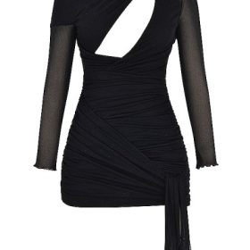 Santa Black Glitter Cutout Mini Dress - Image 2