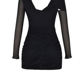 Santa Black Glitter Cutout Mini Dress - Image 4