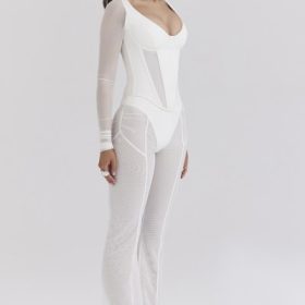 Avalon White Mesh High Waist Trousers - Image 9