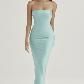 Alette Jade Satin Strapless Maxi Dress - Image 9