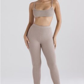 Mischa Taupe Ribbed Knit Bralette - Image 7