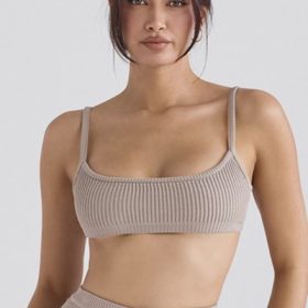 Mischa Taupe Ribbed Knit Bralette - Image 8