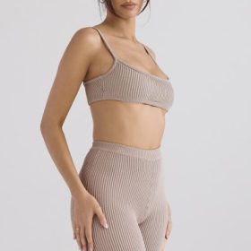Mischa Taupe Ribbed Knit Bralette - Image 9