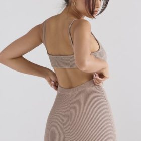 Mischa Taupe Ribbed Knit Bralette - Image 10