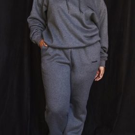 Sky Dark Grey Fleece Back Jogging Trousers