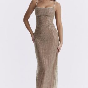 Alondra Cafe Au Lait Beaded Maxi Dress - Limited Edition - Image 8