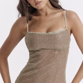 Alondra Cafe Au Lait Beaded Maxi Dress - Limited Edition - Image 12