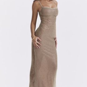 Alondra Cafe Au Lait Beaded Maxi Dress - Limited Edition - Image 14