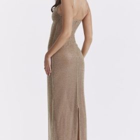 Alondra Cafe Au Lait Beaded Maxi Dress - Limited Edition - Image 15