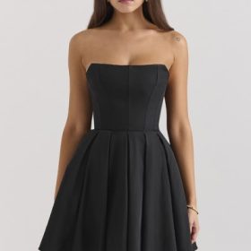 Emmanuela Black Strapless Detachable Bow Mini Dress - Image 7