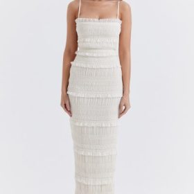 Solana Ivory Sequin Pleat Maxi Dress - Image 7