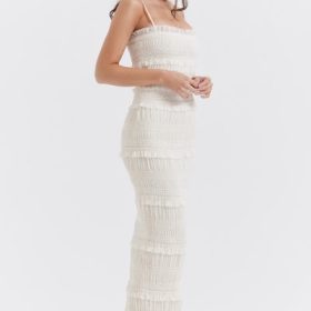 Solana Ivory Sequin Pleat Maxi Dress - Image 12
