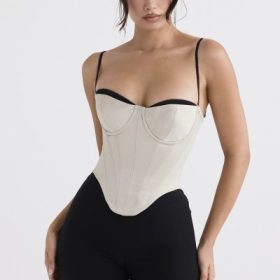Luette Beige Satin Underwired Corset - Image 8