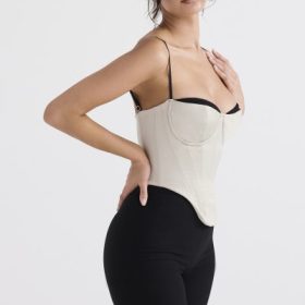 Luette Beige Satin Underwired Corset - Image 9