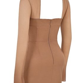 Mayara Mocha Structured Corset Mini Dress - Image 3