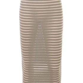 Margo Grey Velour Sheer Striped Midi Skirt - Image 2