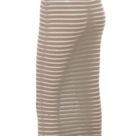 Margo Grey Velour Sheer Striped Midi Skirt - Image 3