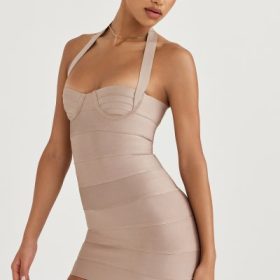 Maliha Latte Bandage Mini Dress - Image 10