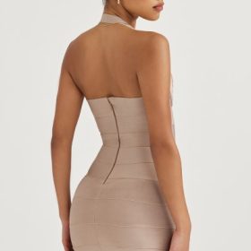 Maliha Latte Bandage Mini Dress - Image 12